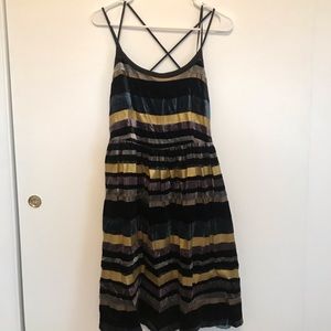 Anthro Cocktail dress velvet and metallic details